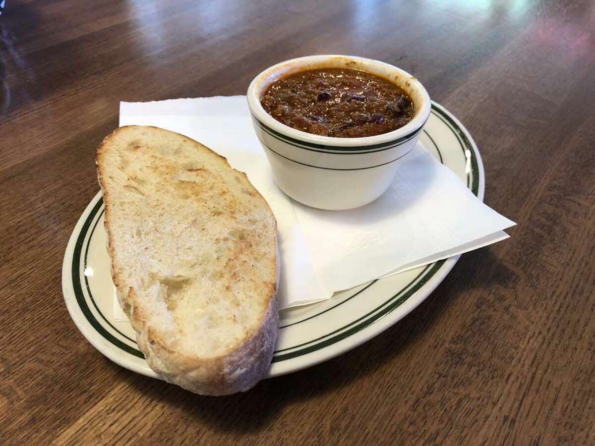 Beef chili with toasted bread was one of the specials during our visit.