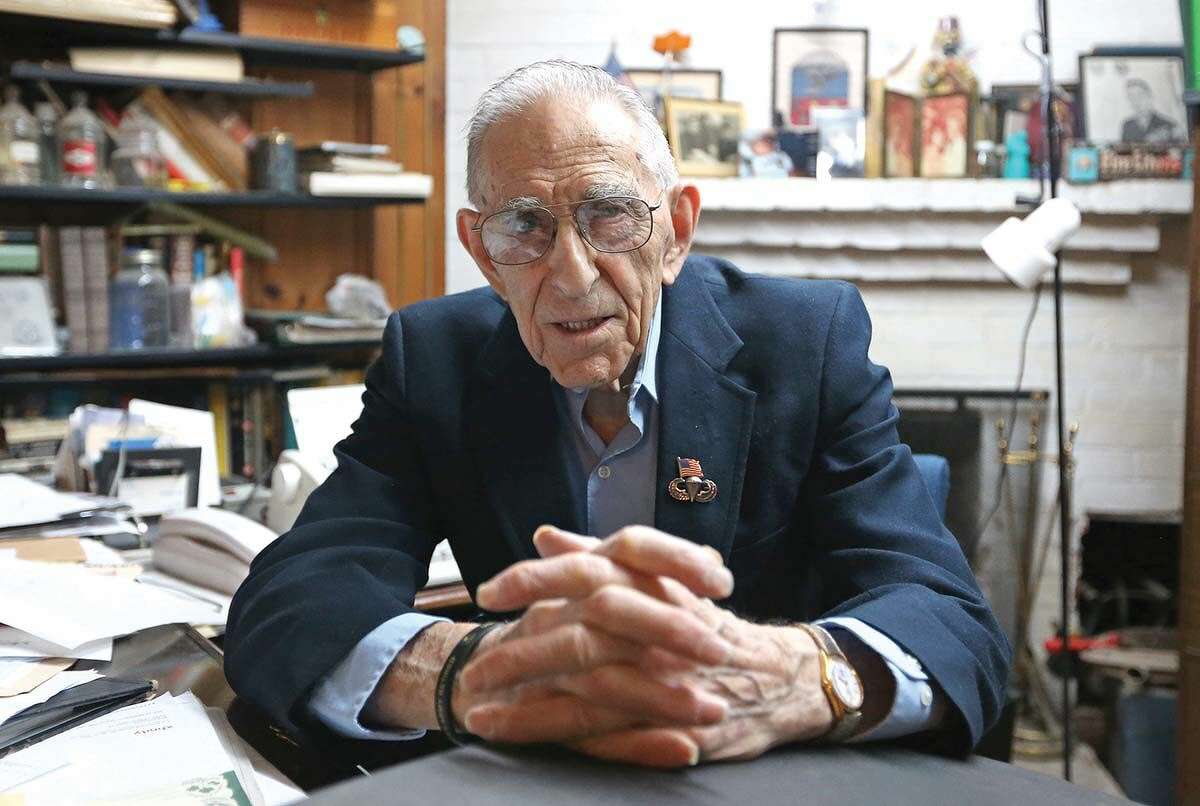 Morton Katz, 99, a Hartford public defender, in his Avon home office.
