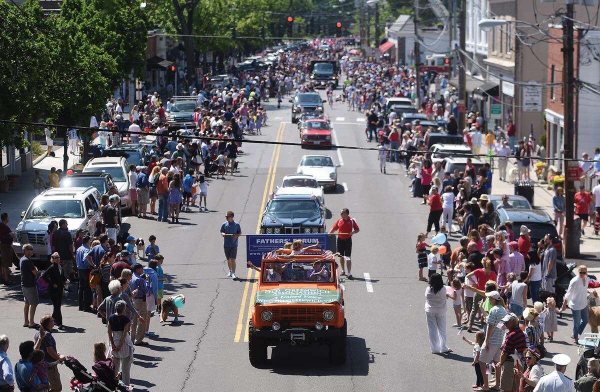The Sound Beach Volunteer Fire Department Memorial Day Parade passes down Sound Beach Avenue in Old Greenwich in 2015.