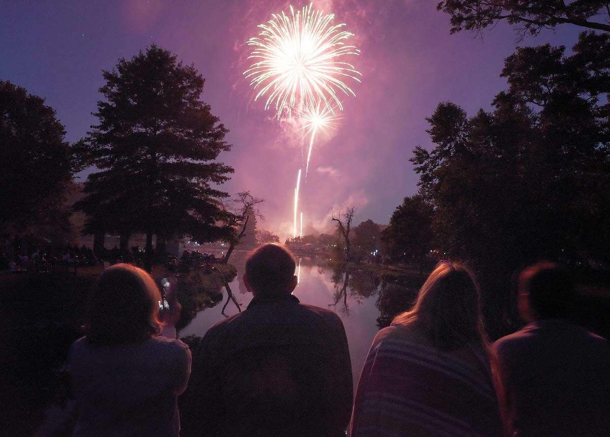 Fireworks are displayed at Binney Park.
