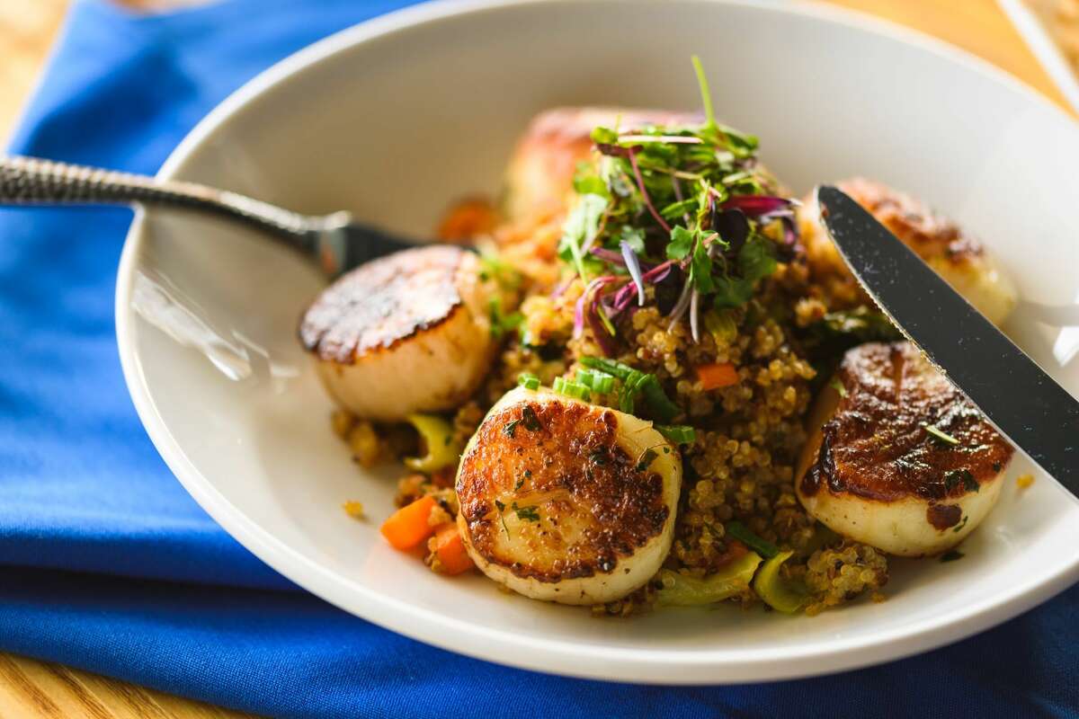 Scallops with "fried" quinoa and yuzu soy sauce at Brizo