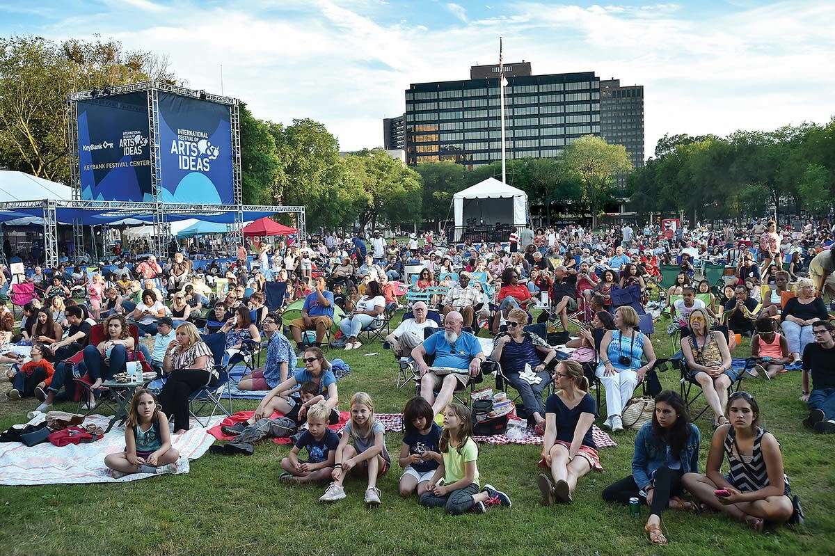 The free concerts on the green at New Haven's annual Arts and Ideas Festival always draw a crowd.