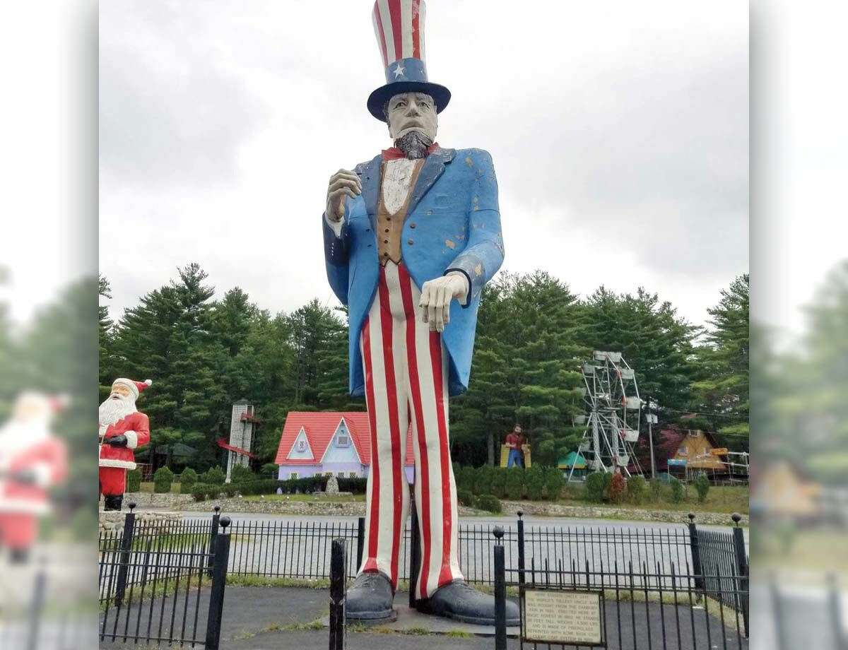 Mayor Mark Boughton struck a deal to buy this Uncle Sam statue back from its owners in Lake George, N.Y., who have displayed it at their amusement park since the Great Danbury Fair closed in 1982.
