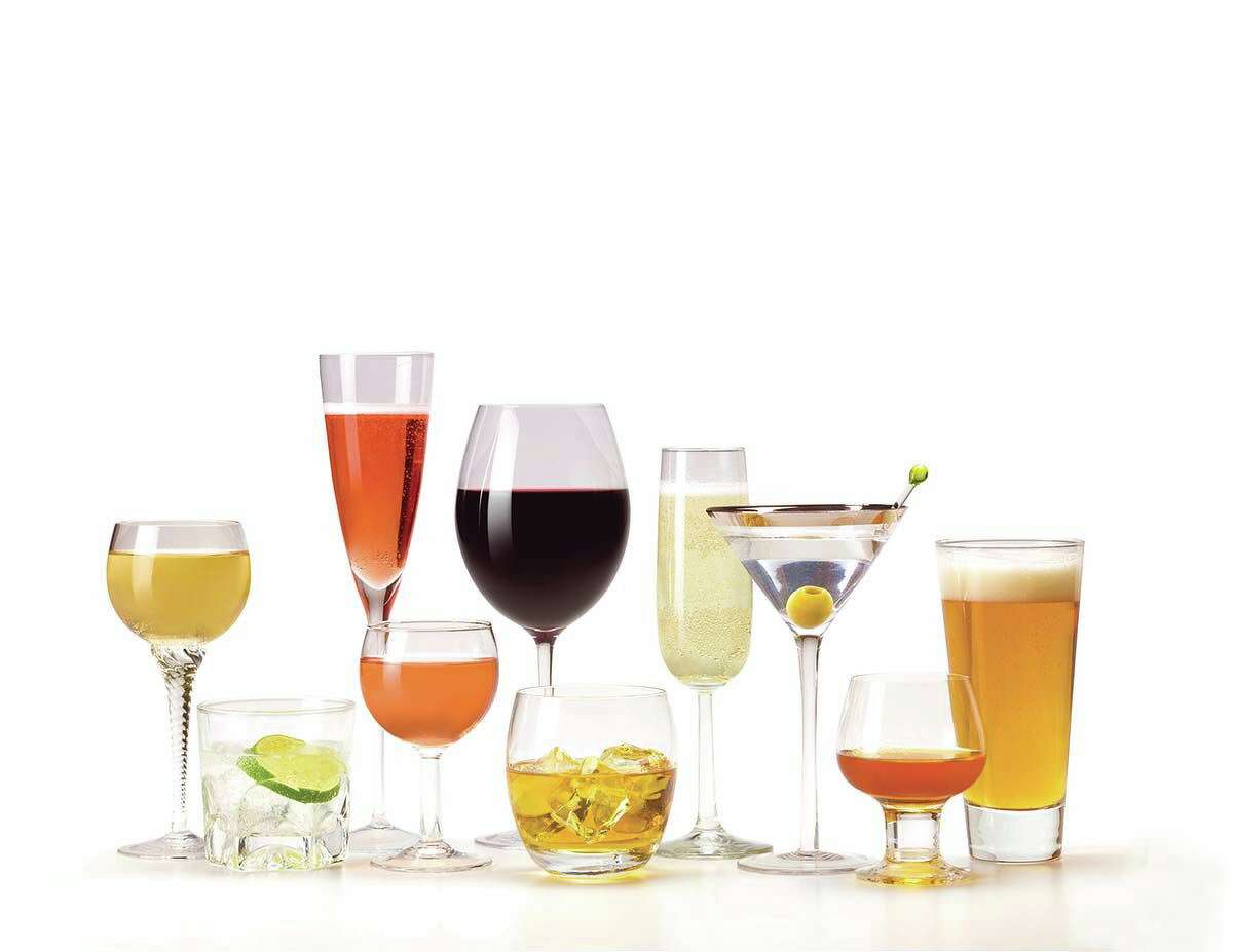 Abundance of various drinks in glasses