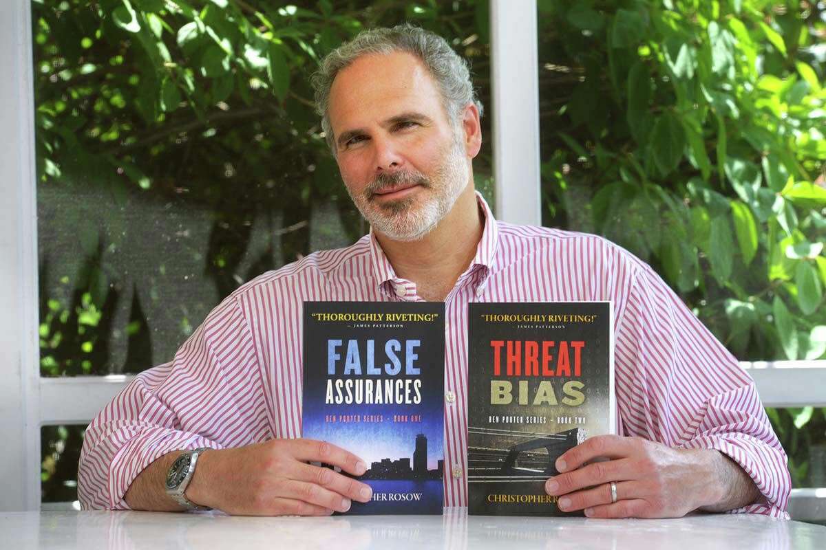 Christopher Rosow at home in Fairfield, Conn. June 9, 2020. Rosow recently published his first two novels.