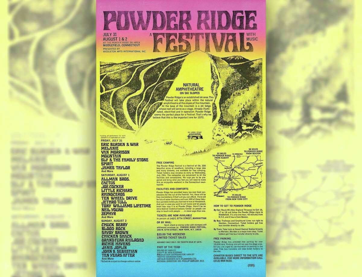 Concert posters promoted Powder Ridge’s “natural amphitheatre” that was “already electrified and in operation. Powder Ridge seems the perfect place for a Festival. That’s why we believe that this is the important one for 1970.”