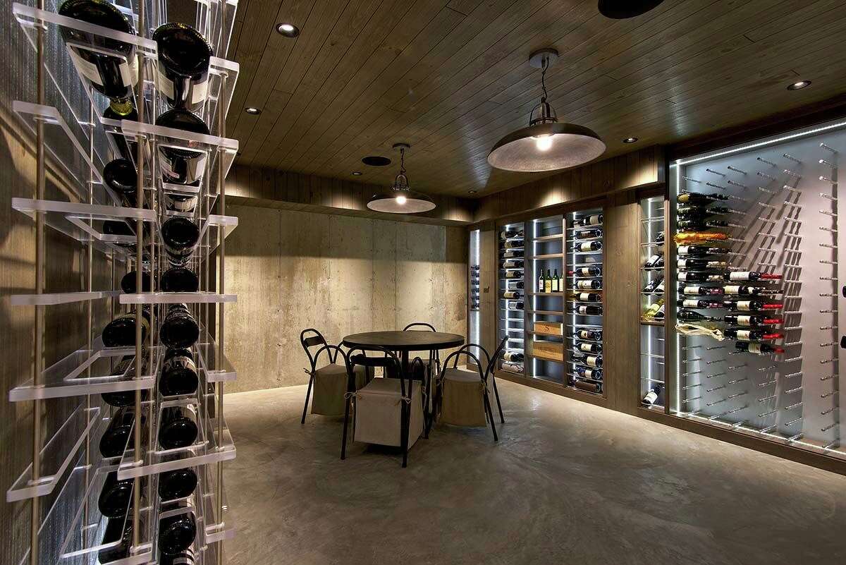 This Ridgefield wine cellar is an example of a custom design using modern materials.