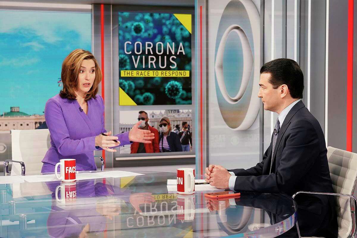 Former FDA Commissioner Dr. Scott Gottlieb talks with Margaret Brennan on Face the Nation on March 8, 2020.