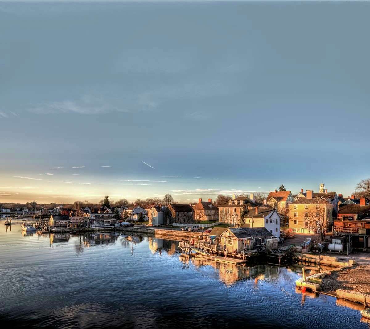 The historic South End waterfront of Portsmouth, New Hampshire.