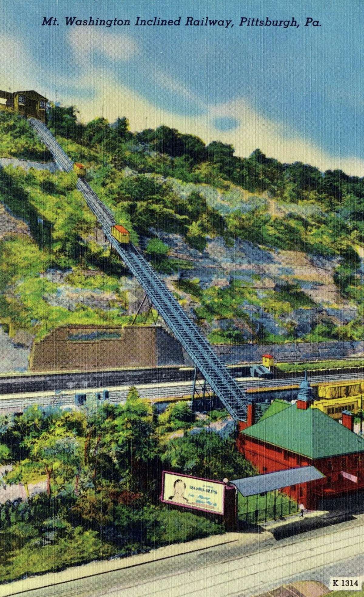 An early postcard view of Pittsburgh’s Mount Washington, showing the incline that still climbs the hill on which an illicit crop was once grown.