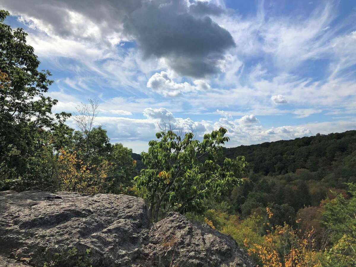 Morris Rock, also known as Moss Rock, is a traprock ridge knob with impressive views of the surroundings and New Haven skyline.