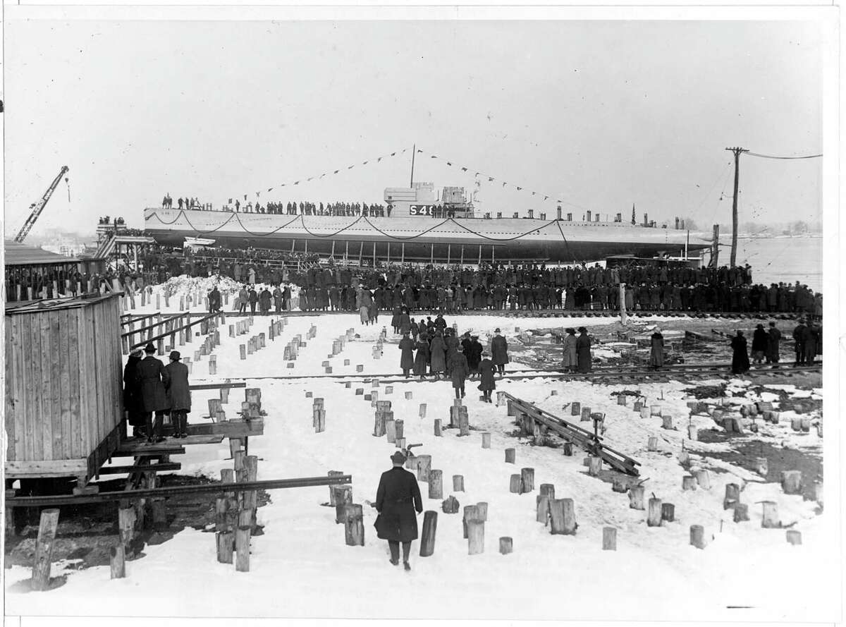 On Feb. 26, 1921, a large crowd trudged through the boatyard’s snowy grounds to witness the christening of Bridgeport’s latest sub.