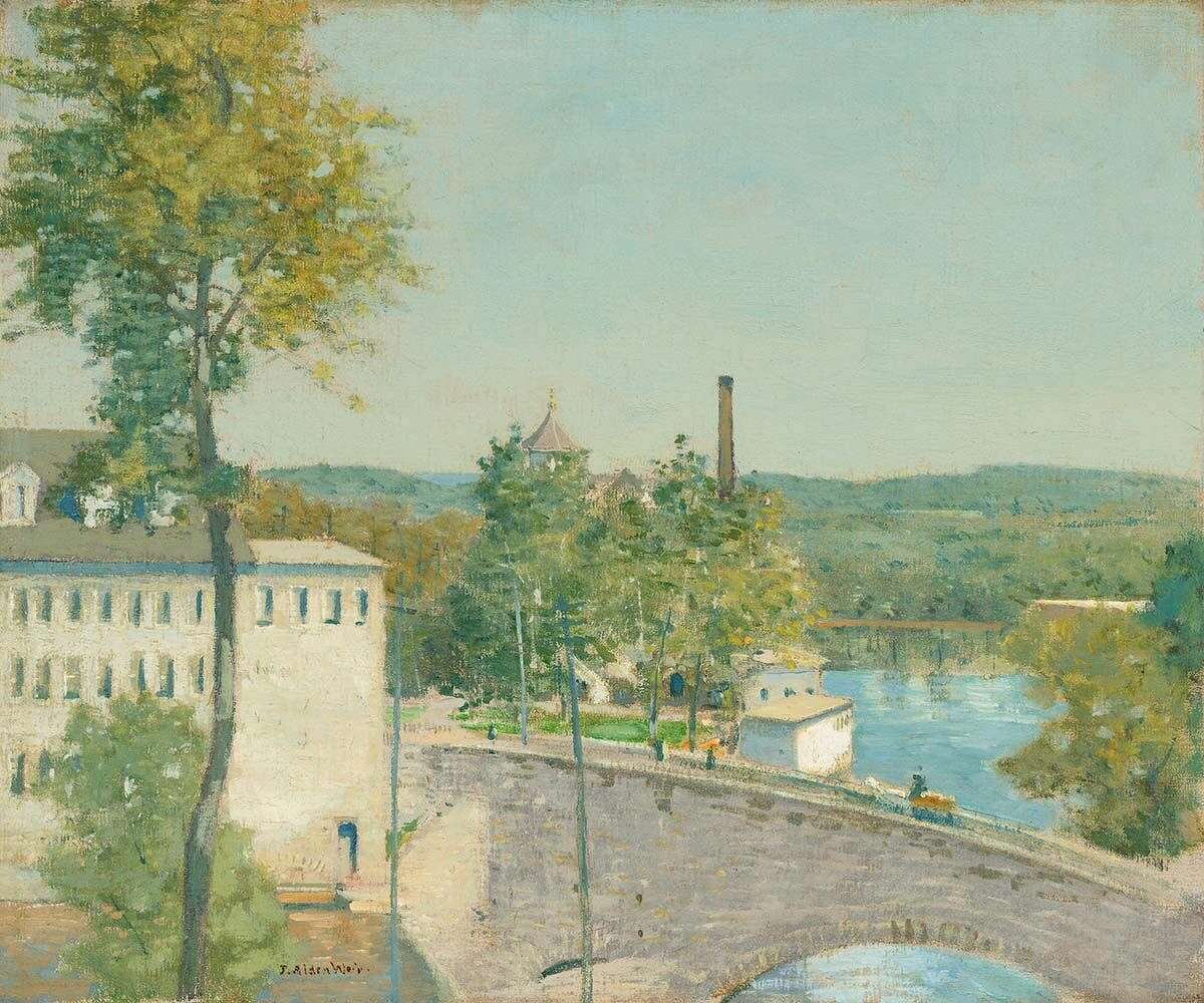 Julian Alden Weir, 1852-1919, U.S. Thread Company Mills, Willimantic, Connecticut, c. 1893/1897, oil on canvas.