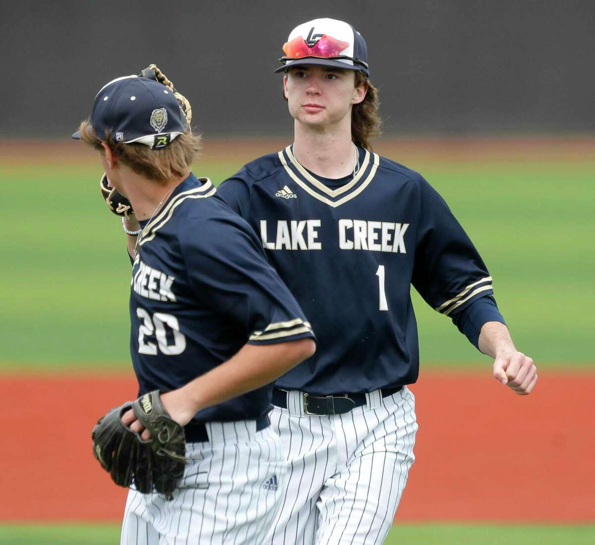 Lake Creek first baseman Shane Sdao (1), shown here earlier this month, struck out 10 in the win over Montgomery Tuesday night.