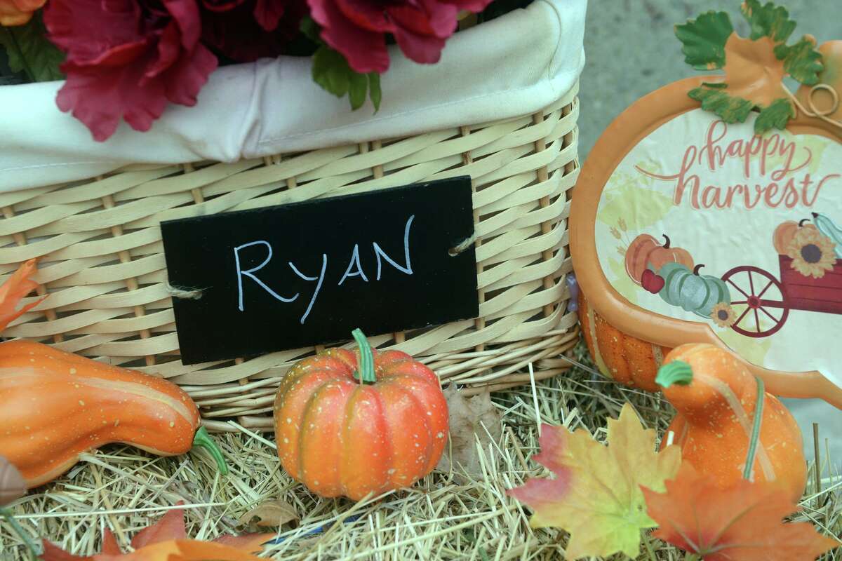 Halloween decorations with notes for Ryan Rutledge are set out on the Rt. 67 bridge over the Pomperaug River, in Southbury, Conn. Sept. 17, 2021. Rutledge, a Pomperaug High School student and athlete, was killed in an automobile accident at the bridge in April.
