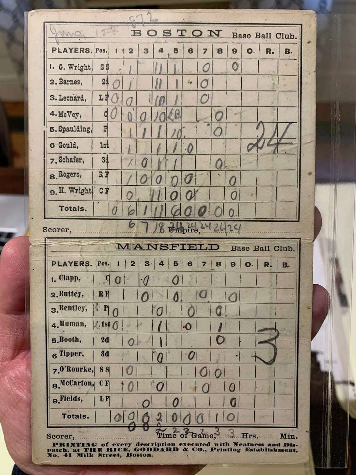 This scorecard is one of the very few physical artifacts left behind by the Middletown Mansfields.