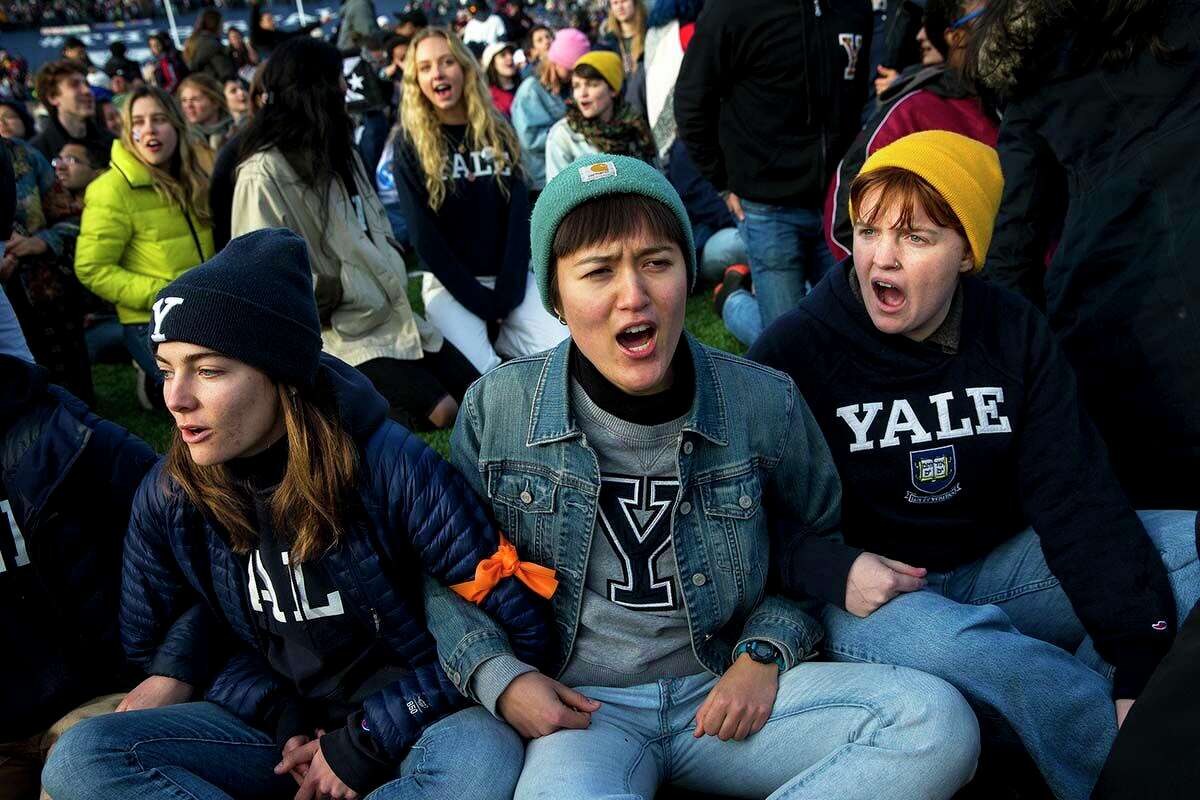 Yale students protest the university’s continued investments in fossil fuels