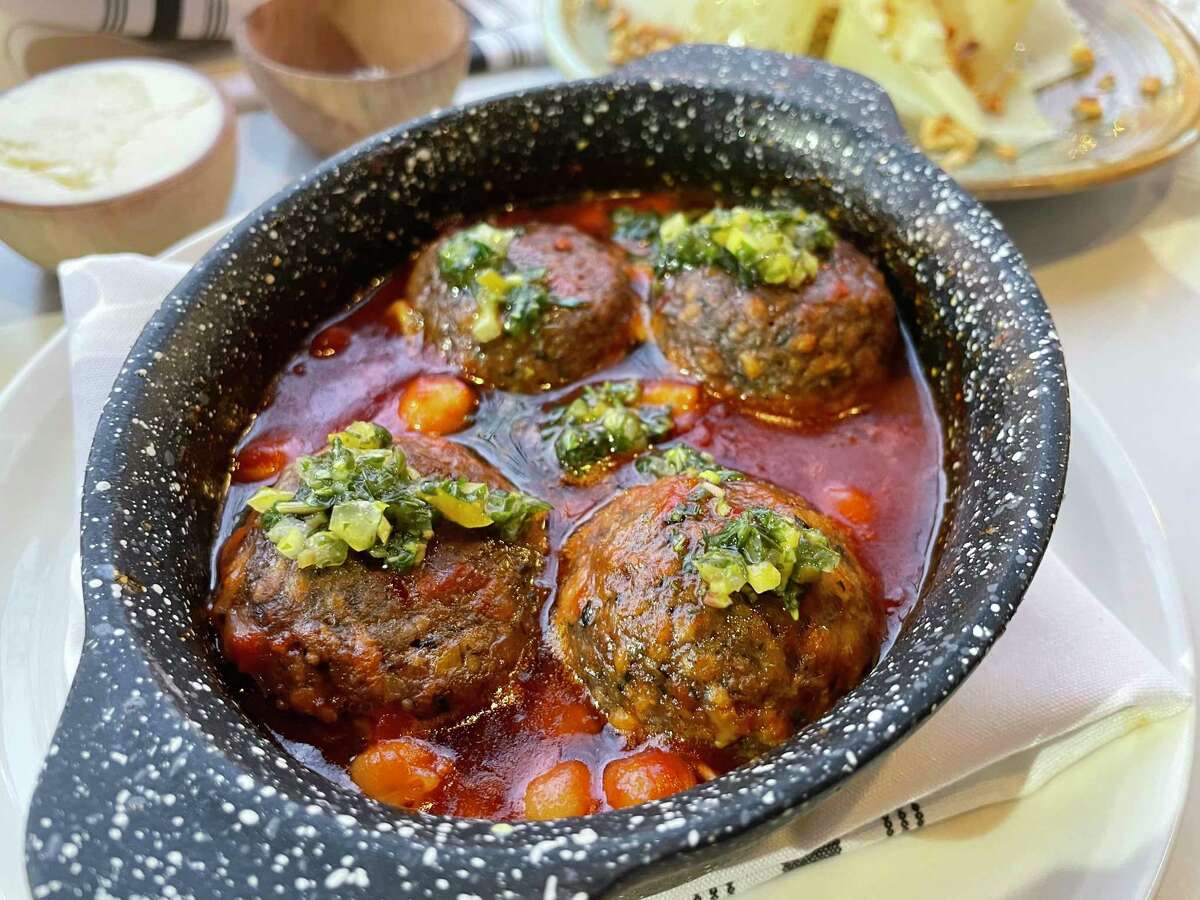 Vegan lamb meatballs are served at Chezchez in San Francisco. The lamb comes from new food tech company Black Sheep Foods.