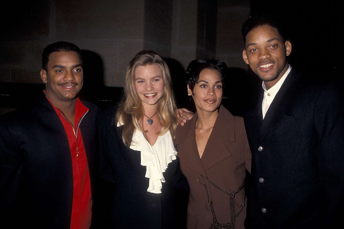 Actor Alfonso Ribeiro and girlfriend model Gabrielle Tuite and actor Will Smith and wife Sheree Smith attend the "Six Degrees of Separation" Los Angeles Premiere on December 8, 1993 at the Los Angeles County Museum of Art in Los Angeles, California.