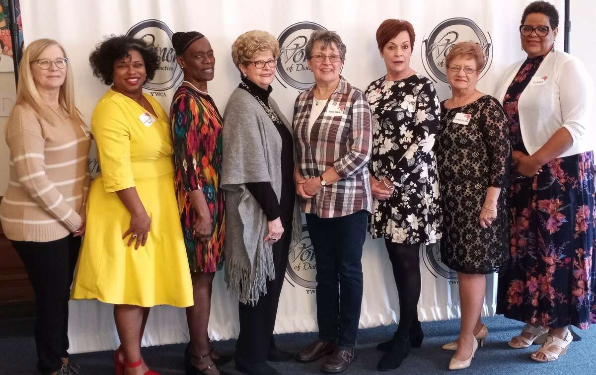The 2022 Women of Distinction include, from left, Robin Carlton, LaTasha LeFlore Porter, Faye Walker Taylor, Nancy Johnson, Nancy Orrill, Debra Frakes, Cathy Coffman and Staci Westfall Herron. Vernetta Caffey and Terrien Fennoy, not pictured, also were selected.