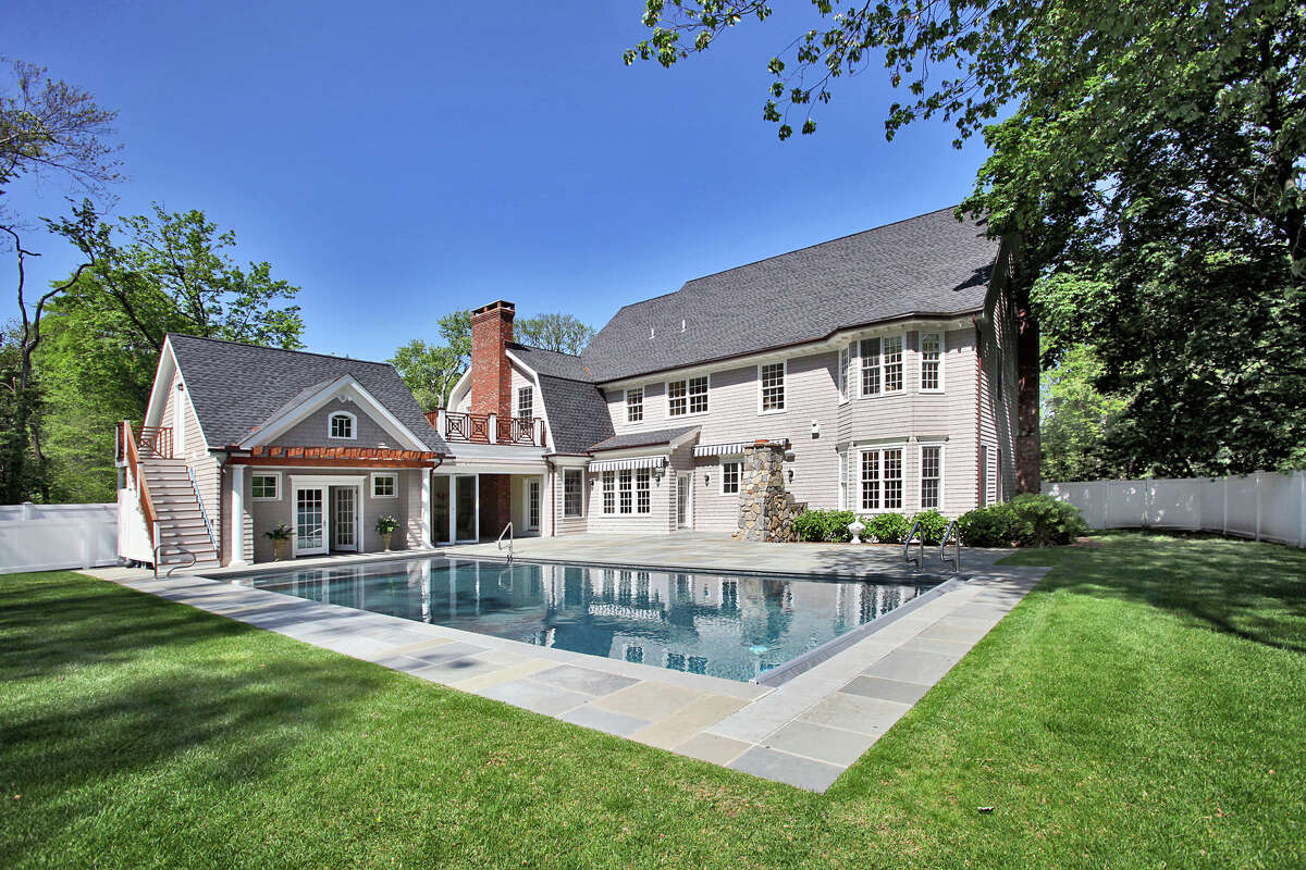 The pool and patio at the home on 3 Glenwood Lane in Westport, Conn. 