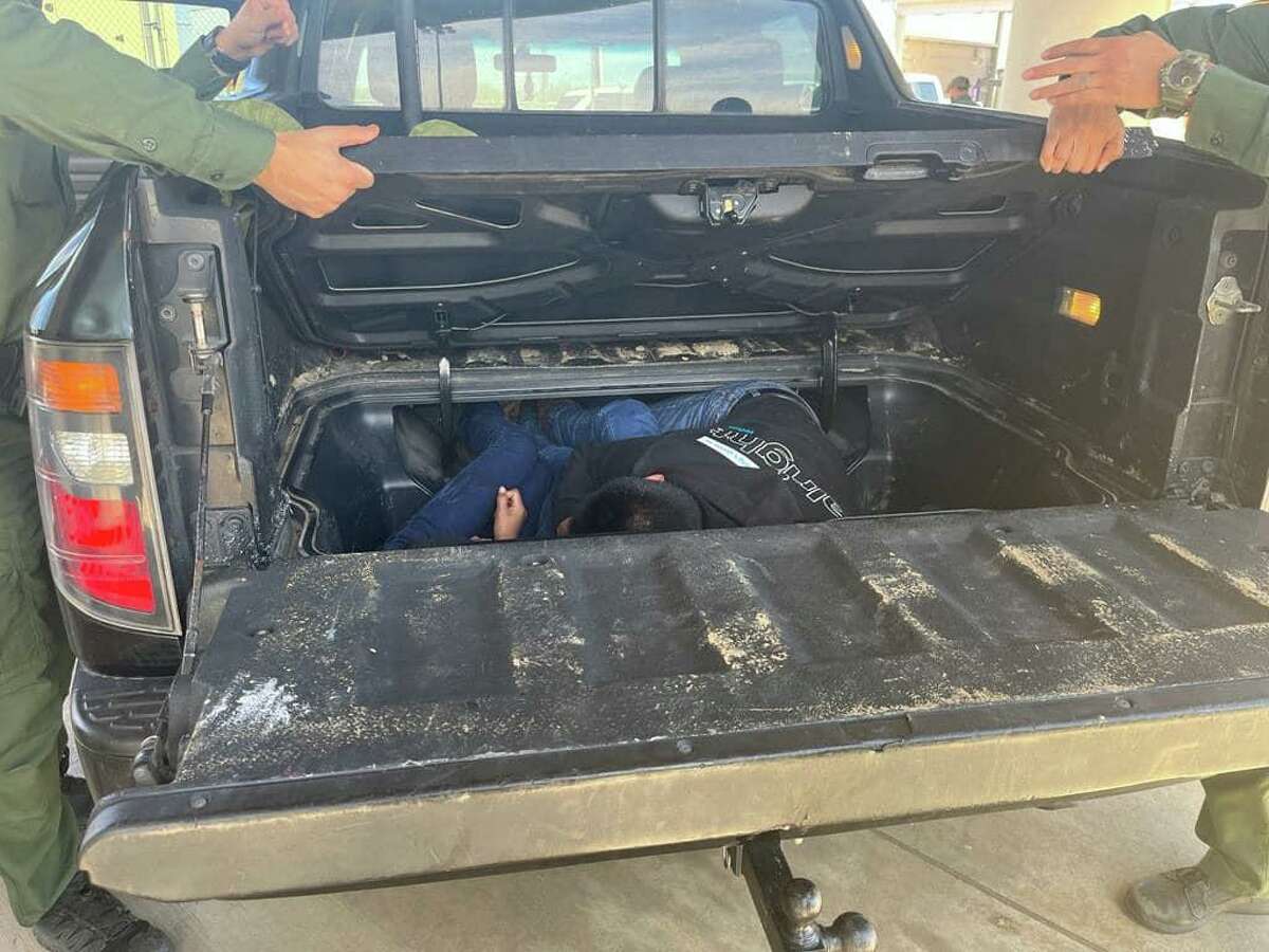 U.S. Border Patrol agents said they discovered three migrants in the compartment of this Honda Ridgeline.