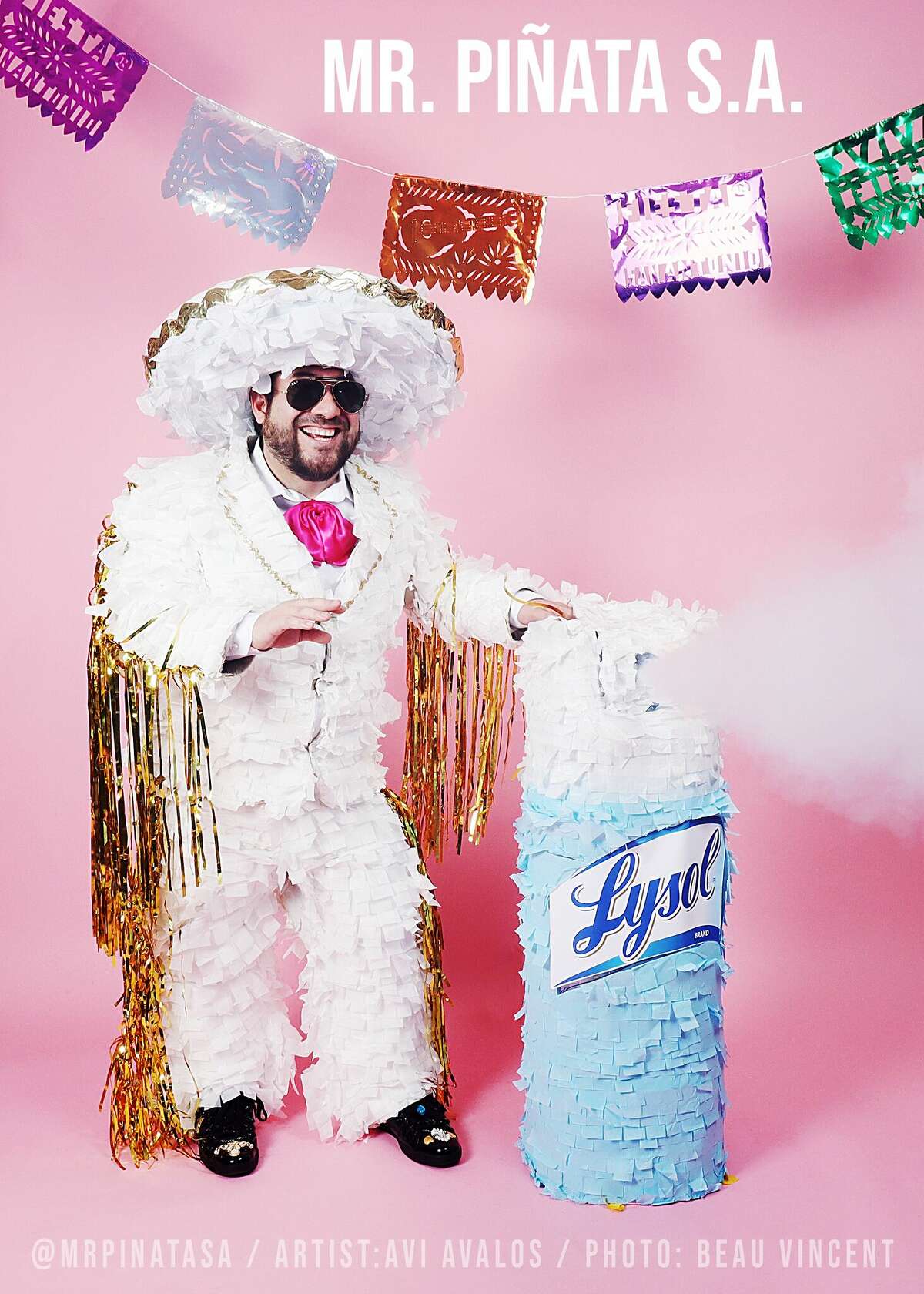 Mr. Pinata is back for San Antonio's Fiesta and he's bringing an oversized Lysol to give the city a limpia. 