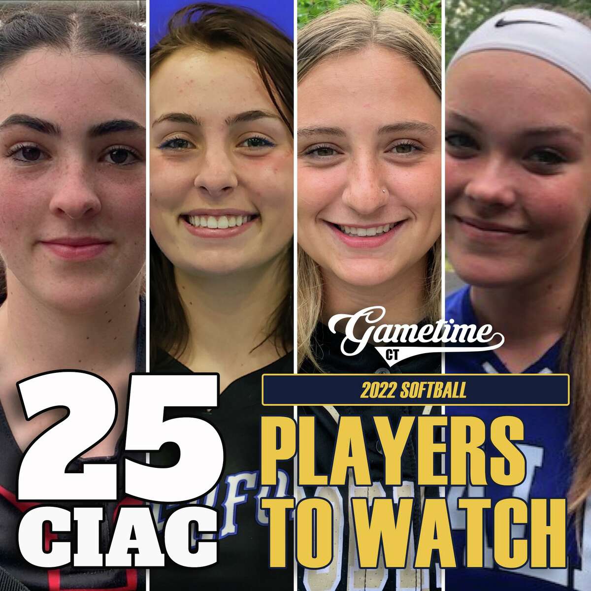 From left Kat Gallant, Maddie Burrows, Kylie Bulinsky, Sophie Garner-MacKinnon are among the 25 CIAC softball players to watch in 2022.