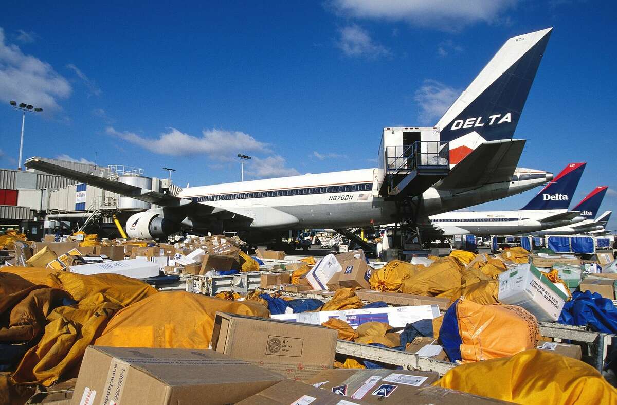 U.S postal packages loaded into a Delta Air Lines plane in January 2001.