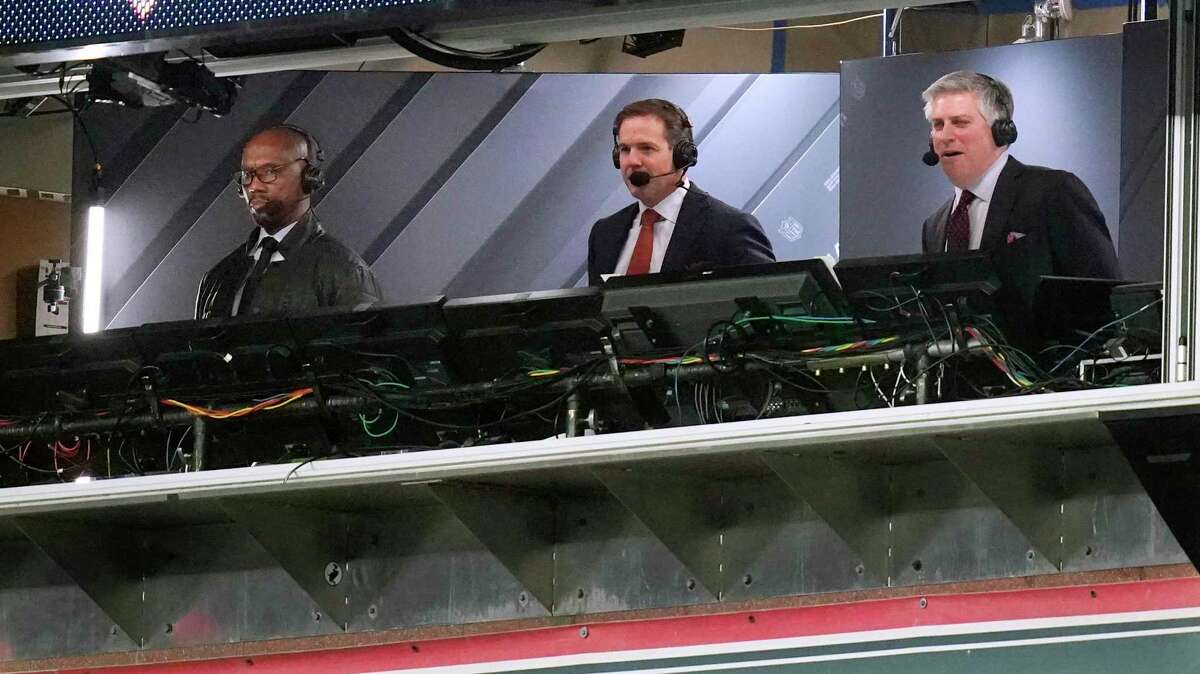 Brian Griese, center, left the ESPN Monday Night Football broadcast booth to become the 49ers’ quarterback coach — the first coaching position for Griese at any level.
