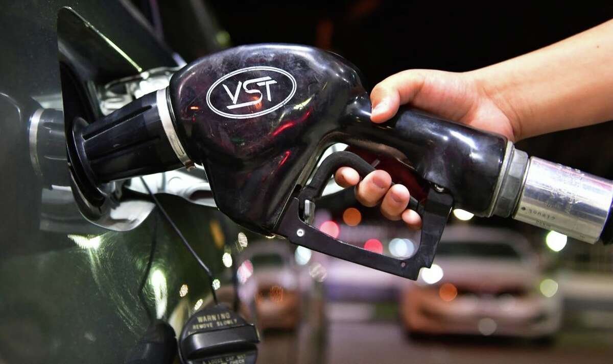 Gas is pumped into a vehicle in Los Angeles on Feb. 23, 2022. (Photo by Frederic J. Brown/AFP via Getty Images)
