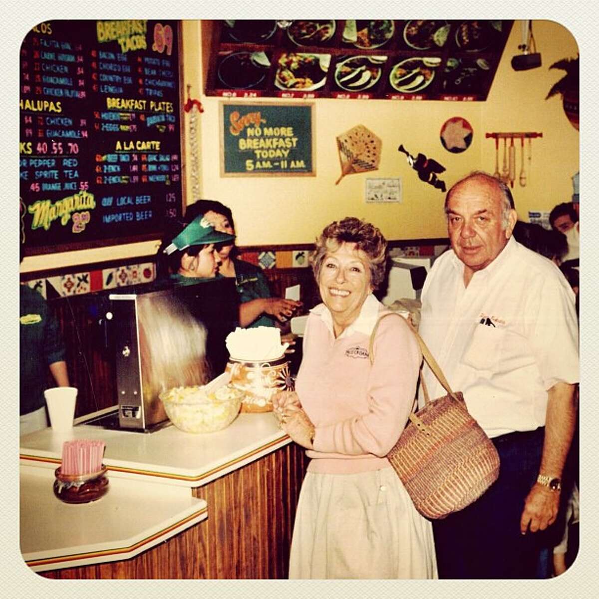 Taco Cabana founders Felix and Billie Jo Stehling in one of their restaurants.