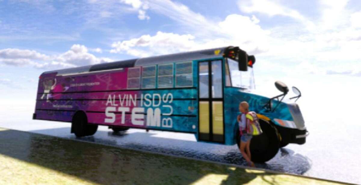 A rendering shows what an Alvin ISD STEM bus may look like when it takes to the streets in May.