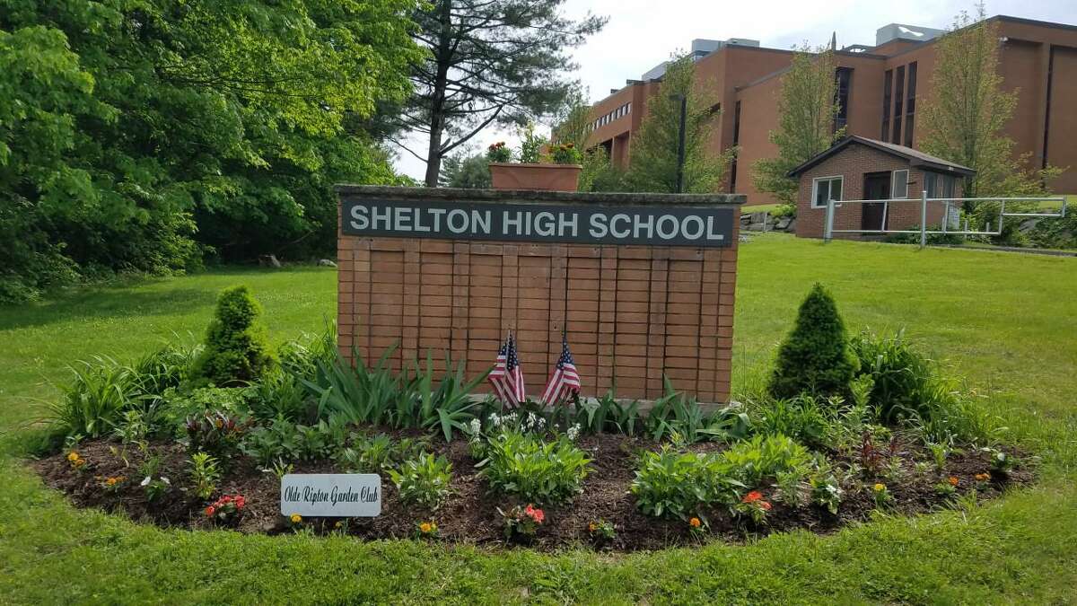 The garden at Shelton High School, recently redesigned by member of the Olde Ripton Garden Club.