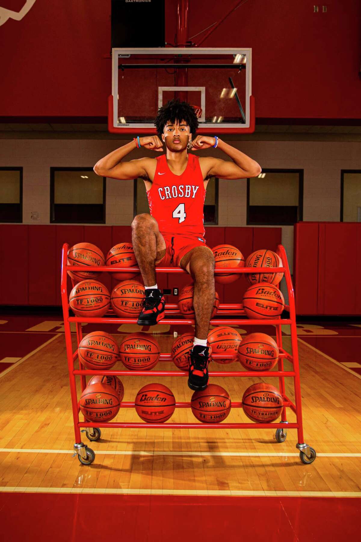 Portrait photoshoot with the All-Greater Houston boys basketball player of the year: Crosby senior P.J. Haggerty, Thursday, March 24, 2022, in Crosby. (Juan DeLeon/Contributor)