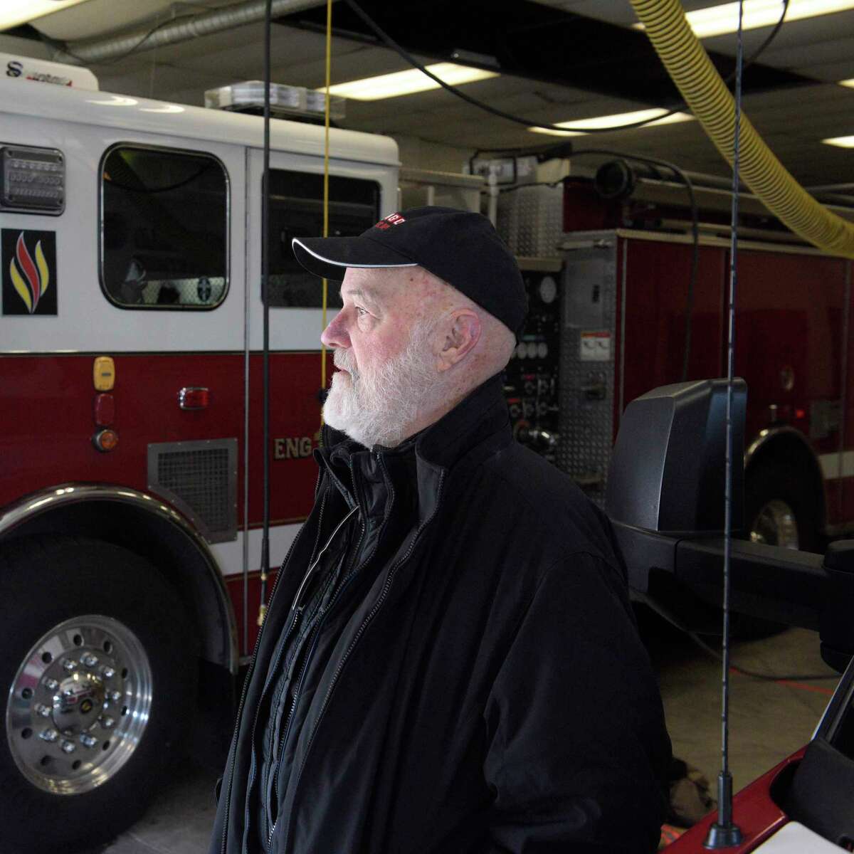 Filmmaker Joe Lane is producing a documentary called “Partners,” highlighting the lives of Ridgefield’s firefighters, their relationship with the community and the intricacies of the fire service. Lane was at the Catoonah Street headquarters waiting to ride along on calls with career members to get a feel for the job. Tuesday, March 29, 2020, Ridgefield, Conn.