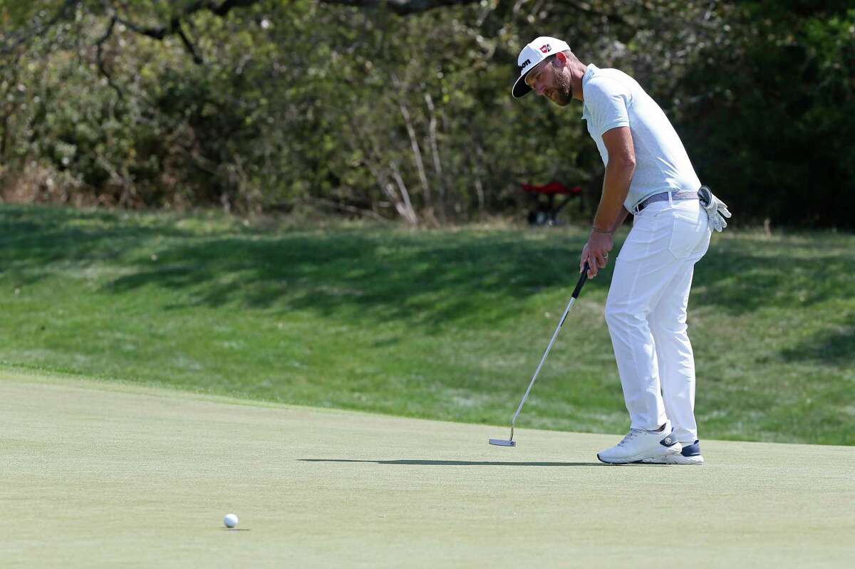 Kevin Chappell makes a birdie on the ninth for the lead on the second day of play at the Valero Texas Open at TPC San Antonio, Thursday, March 31, 2022.