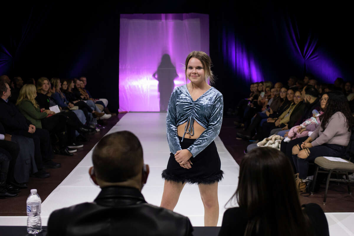 Models wear original designs by Abby Louden during the Northwood University Fashion Showcase Friday, April 1, 2022 at Northwood University in Midland.