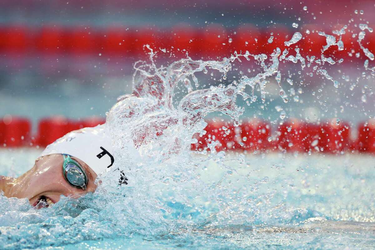 U.S. Olympian Katie Ledecky competes in the 400-meter freestyle at the TYR Pro Swim Series at Northside Swim Center.