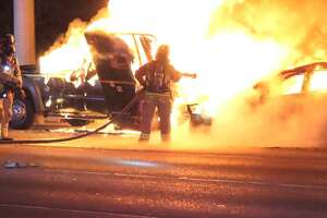 A sheriff’s deputy tried helping an ambulance struck by a car...