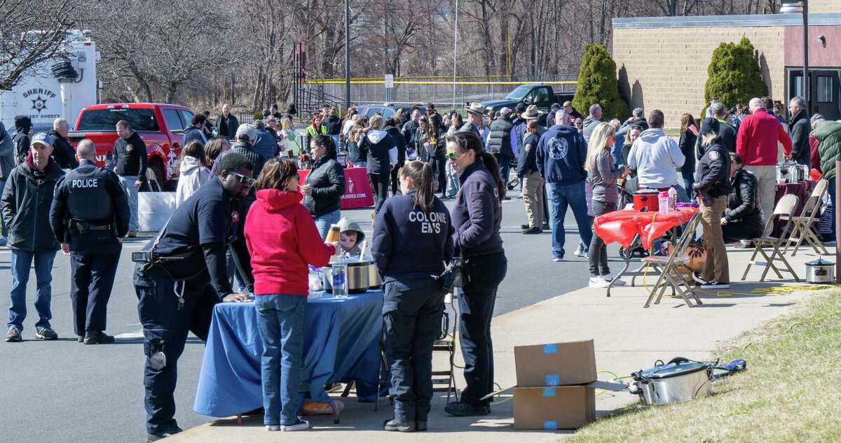 A large turnout at the seventh annual Chili Cook-off sponsored by Colonie High School iCARE at the high school on Saturday, April 2, 2022. Proceeds from the event went to support the American Foundation for Suicide Prevention. (Jim Franco/Special to the Times Union)