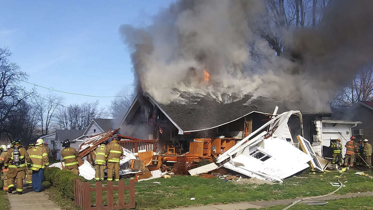 Firefighters were called to a house in Roodhouse about 9:30 a.m. Sunday shortly after neighbors reported hearing an explosion.