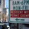 A residential parking permit sign is seen on Monday, March 9, 2020, on State Street near the Capitol in Albany. (Will Waldron/Times Union)