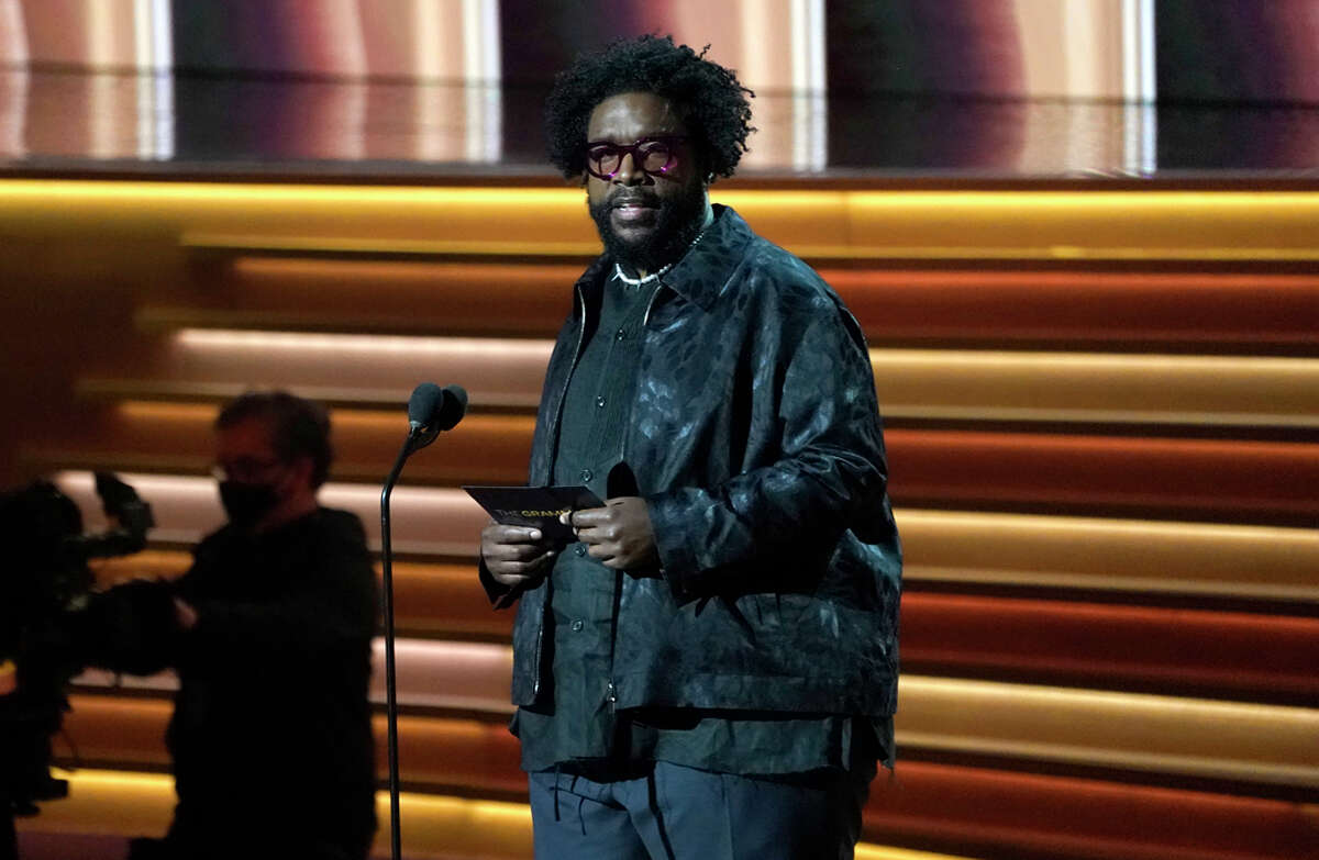 Questlove presents the award for song of the year at the 64th Annual Grammy Awards on Sunday, April 3, 2022, in Las Vegas. (AP Photo/Chris Pizzello)