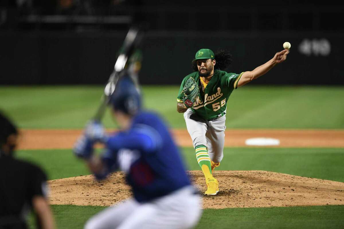 Sean Manea of the Oakland A?•s plays in a game vs the Los Angeles Dodgers on Tuesday March 29, 2022 at Camelback Ranch in Glendale, AZ.