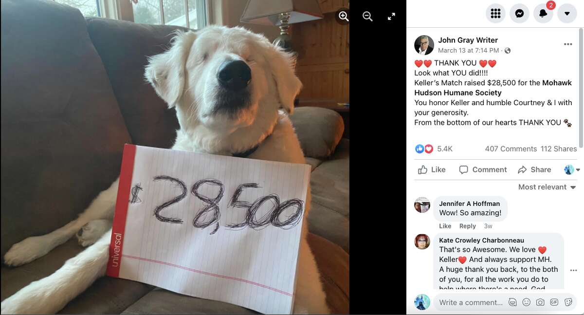 John, Courtney and Keller Gray raised nearly $30,000 for the Mohawk Hudson Humane Society in a week, with the help of social media.