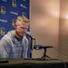 Golden State Warriors coach Steve Kerr speaks Sunday, April 3, 2022, to local media about gun legislation, following the shooting that left six people dead and 12 injured early Saturday in Sacramento, Calif. Kerr spoke before the team's NBA basketball game against the Sacramento Kings.