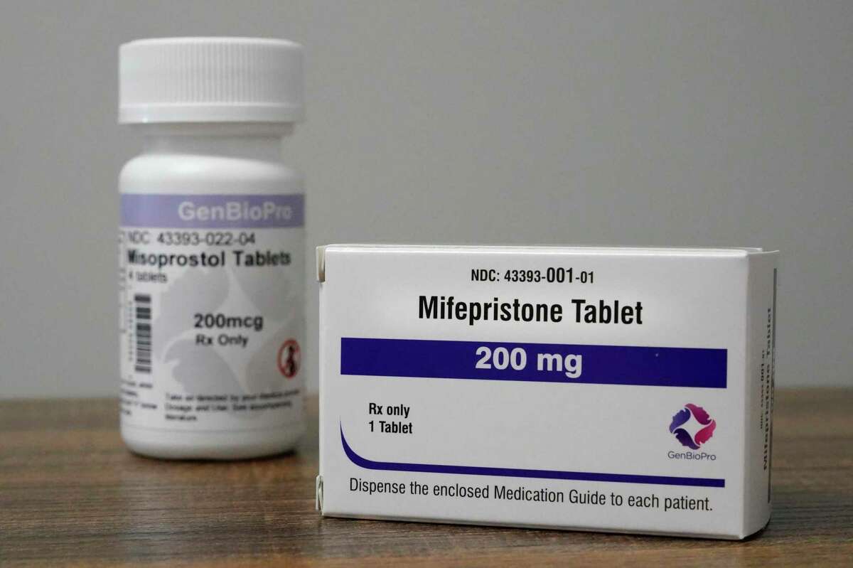 Medication used to end an early pregnancy, for people who are up to 10 weeks pregnant, includes two pills over 48 hours: mifepristone (pictured) and misoprostol. But many states are trying to make it harder to obtain the pills by restricting telemedicine and prescriptions by mail.