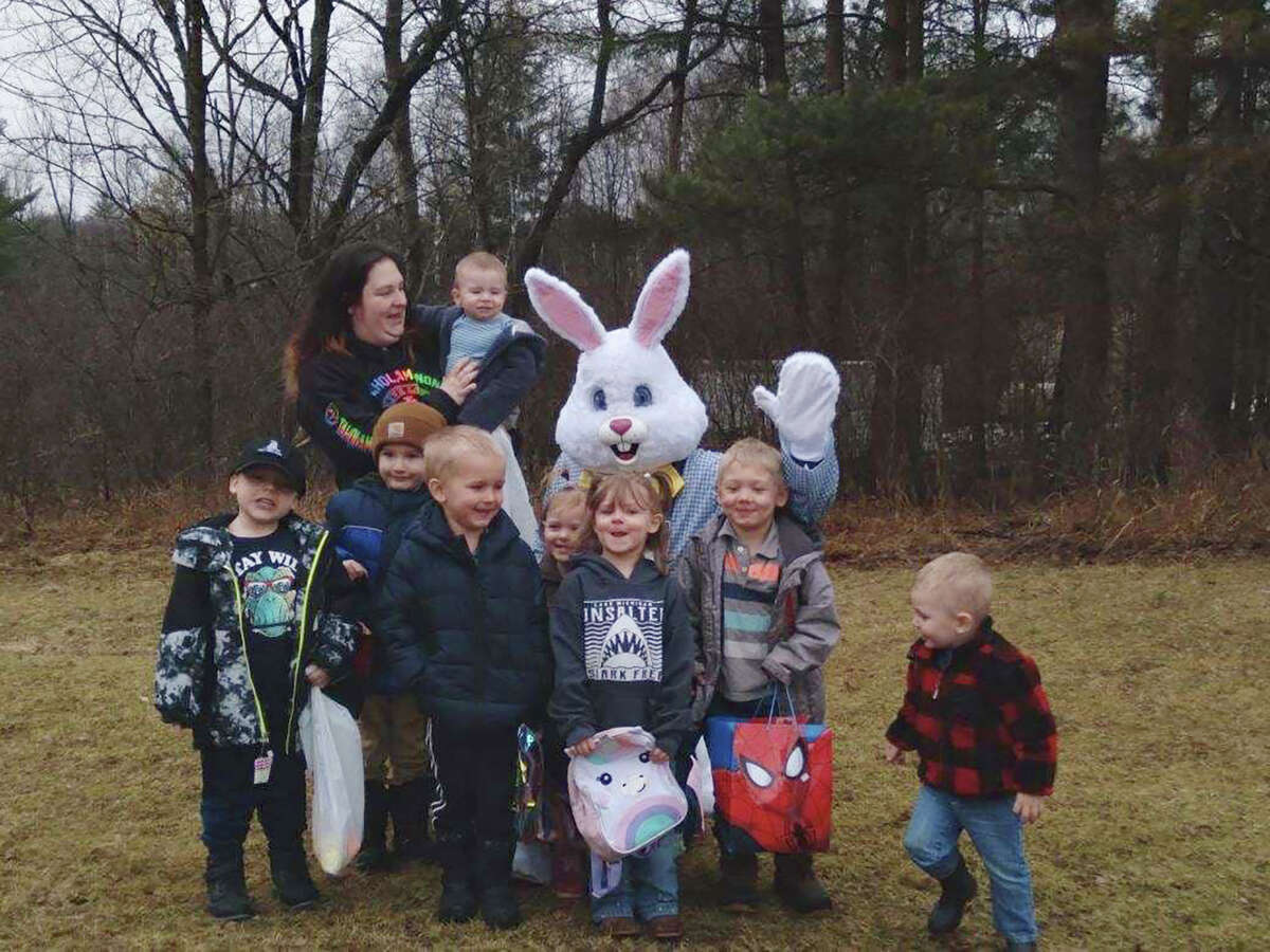 Kids enjoyed a great time hunting Easter eggs with the Easter Bunny at Luther Lions Club. 