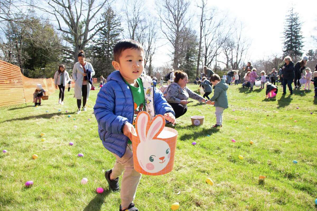 The town’s tiniest tots got a chance to hunt for eggs ahead of Easter at Jesse Lee Memorial United Methodist Church. Monday, April 4, Ridgefield, Conn. Pictured, Ryen Jung, 4, of Ridgefield.